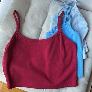 Cotton Cropped Tank Top Trios